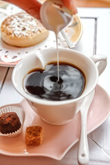 Are Cup Of Hot Coffee On The Plate
