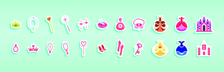 a set of princess icons. vector illustration