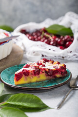 Cherry clafouti - traditional french sweet fruit dessert