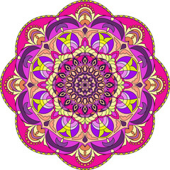 Circle mandala with vibrant, vintage colors. Colorful card, wallpaper. Relax and meditation poster. Enjoy! Eps 10.	