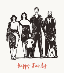 Happy family together mother father sister vector