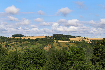 Fototapeta na wymiar panoramic view with a television mast in the middle