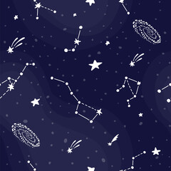 Space pattern with planets and stars. Cute design 