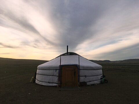 Mongolia, Gobi Desert. Mongolian national house - Yurt