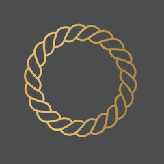 golden rope circle icon- vector illustration