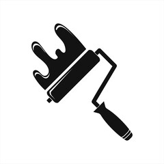 Roll with paint stencil isolated on white. Icons for construction and repair. Vector stock illustration. EPS 10