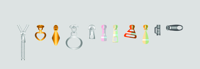 set of zipper. stock vector illustration