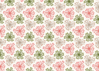 Geometric floral seamless vector pattern, Flowers and leaves botanical garden background texture.