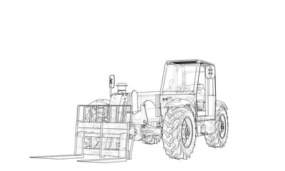 Fototapeta na wymiar Forklift concept. 3d illustration