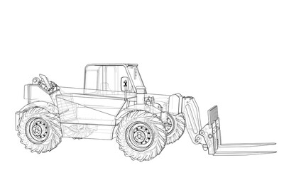 Forklift concept. 3d illustration