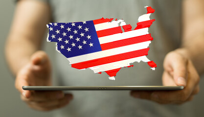 states of america usa democracy map flag