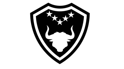 Shield with bullhead and star in Black color