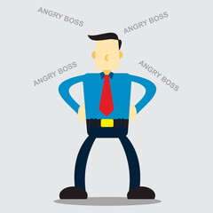 a cartoon character design for a business that shows the boss being angry