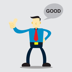 a cartoon character design for a business that shows the boss is rating well