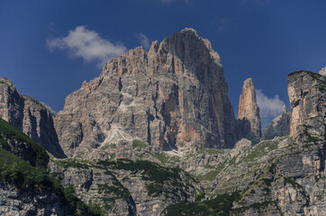 Fototapeta na wymiar Brenta Group peaks as seen from the East, Brenta Dolomites, Trentino, Italy.