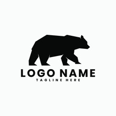 Black strong bear vector logo design template