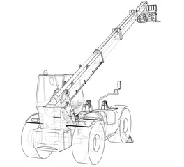 Forklift concept. 3d illustration