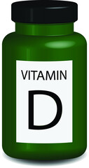 Vitamin D jar in 3D vector