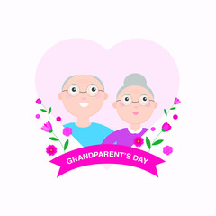 This is a cute vector card. Grandfather and grandmother in the background. For Grandparents Day.