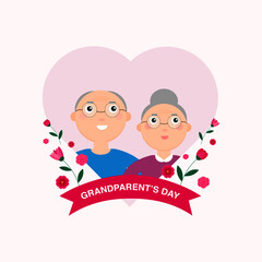 This is a cute vector card. Grandfather and grandmother in the background. For Grandparents Day.