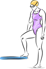 professional swimmer preparing vector illustration
