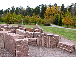 Stones in the autumn park