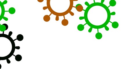 Light green, red vector backdrop with virus symbols.