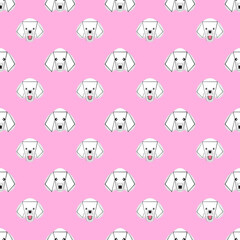 Dog seamless pattern, Poodle on pink background, Dog icons. 