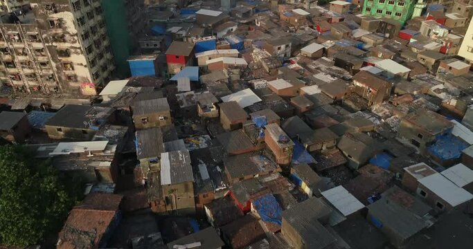 Aerial view of the Dharavi  slum India 