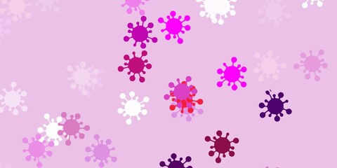 Light purple, pink vector background with covid-19 symbols.