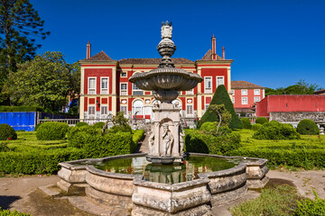 Obraz premium garden, statue and fountain of The Palace of the Marquesses of Fronteira in Lisbon, Portugal