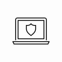 Outline laptop shield icon.Laptop shield vector illustration. Symbol for web and mobile