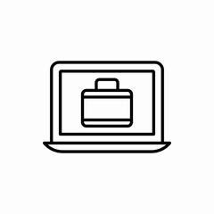 Naklejka premium Outline laptop with suitcase icon.Laptop with suitcase vector illustration. Symbol for web and mobile