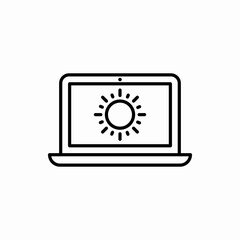 Outline laptop with sun icon.Laptop with sun vector illustration. Symbol for web and mobile