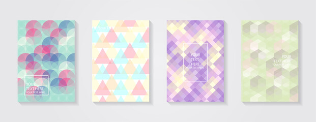 Minimal modern cover design. Dynamic colorful gradients. Future geometric patterns. Blue, pink, yellow, green, orange, purple placard poster template.