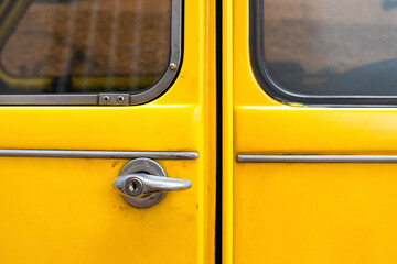 Close-up detail of a Black Yellow vintage citroen 2cv car