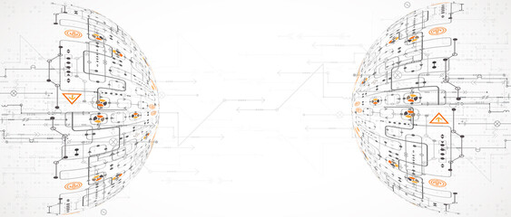 Abstract technology half - sphere background. Global network concept. Vector illustration.