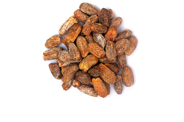 Dry dates or kharek in white background