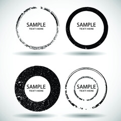 Grunge post Stamps Collection, Circles. Banners, Insignias , Logos, Icons, Labels and Badges Set . vector distress textures.blank shapes.