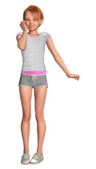 Fototapeta premium 3D Rendering Little Girl on White