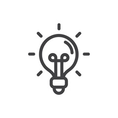 Lightbulb icon in black on a white background. Vector illustration