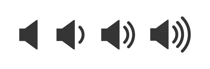 Set of volume icons. Black volume sound vector illustration