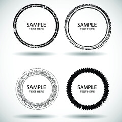 Grunge post Stamps Collection, Circles. Banners, Insignias , Logos, Icons, Labels and Badges Set . vector distress textures.blank shapes.