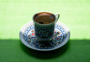 a cup of Turkish coffee on the table