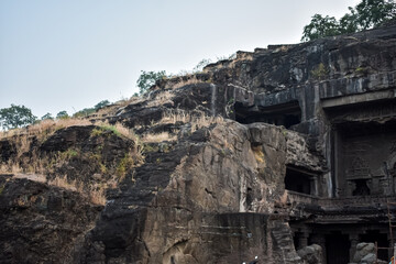 Fototapeta na wymiar ancient stone carving ellora cave aurangabad maharastra india asia