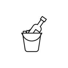 Champagne in ice bucket icon. Vector Illustration