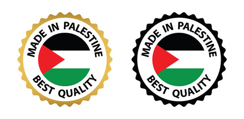 made in Palestine  vector stamp. badge with Palestine  flag