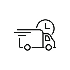 Fast delivery truck icon design line style isolated on white background. Vector illustration