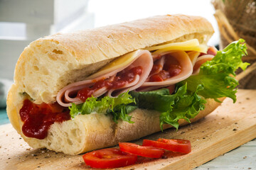 Ham and Cheese Sandwich with Red Sauce