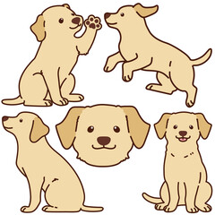 Outlined cream Labrador illustrations set